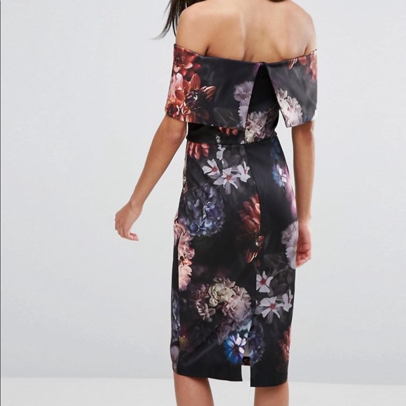 ASOS tall deep fold off the shoulder midi dress 6 - Picture 2 of 8